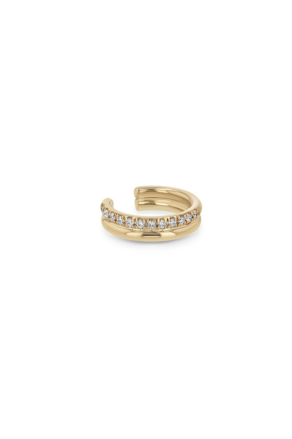 ZOE CHICCO-Diamond Double Band Ear Cuff-YELLOW GOLD