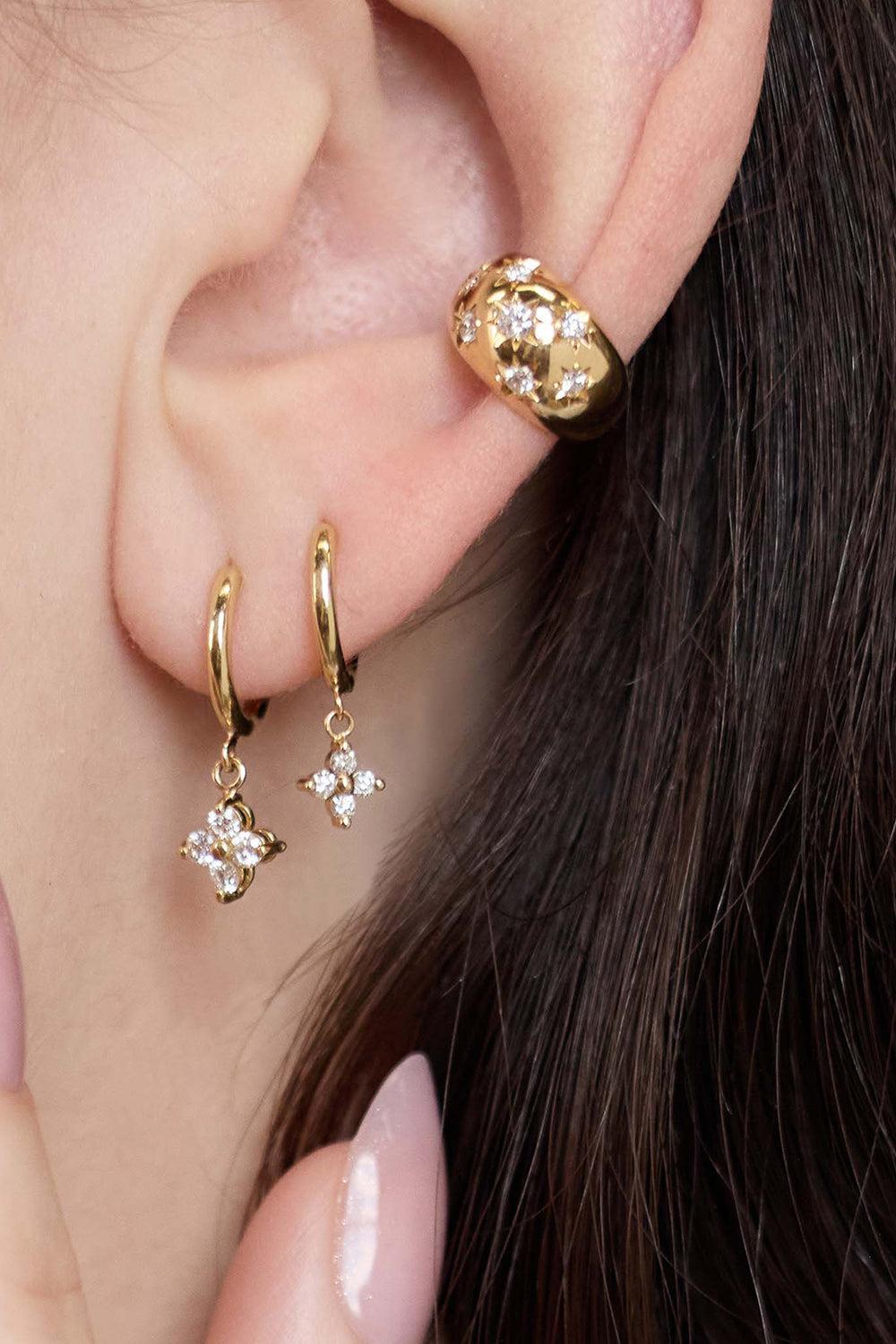 Diamond Quad Hinge Huggie Hoop Earrings-YELLOW GOLD-JEWELRYFINE JEWELEARRING-ZOE CHICCO