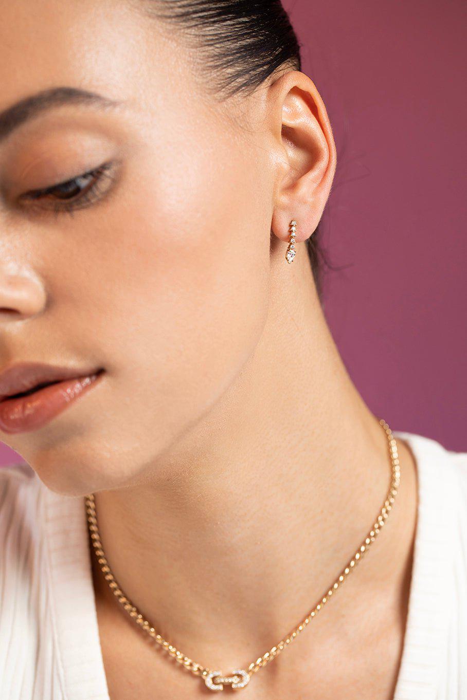 ZOE CHICCO-Diamond Tennis Short Drop Earrings-YELLOW GOLD