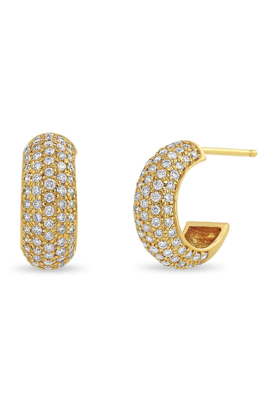 ZOE CHICCO-Diamond Wide Chubby Huggie Hoops-YELLOW GOLD