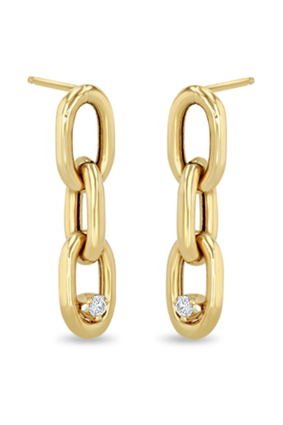 ZOE CHICCO-Diamond XXL Link Drop Earrings-YELLOW GOLD