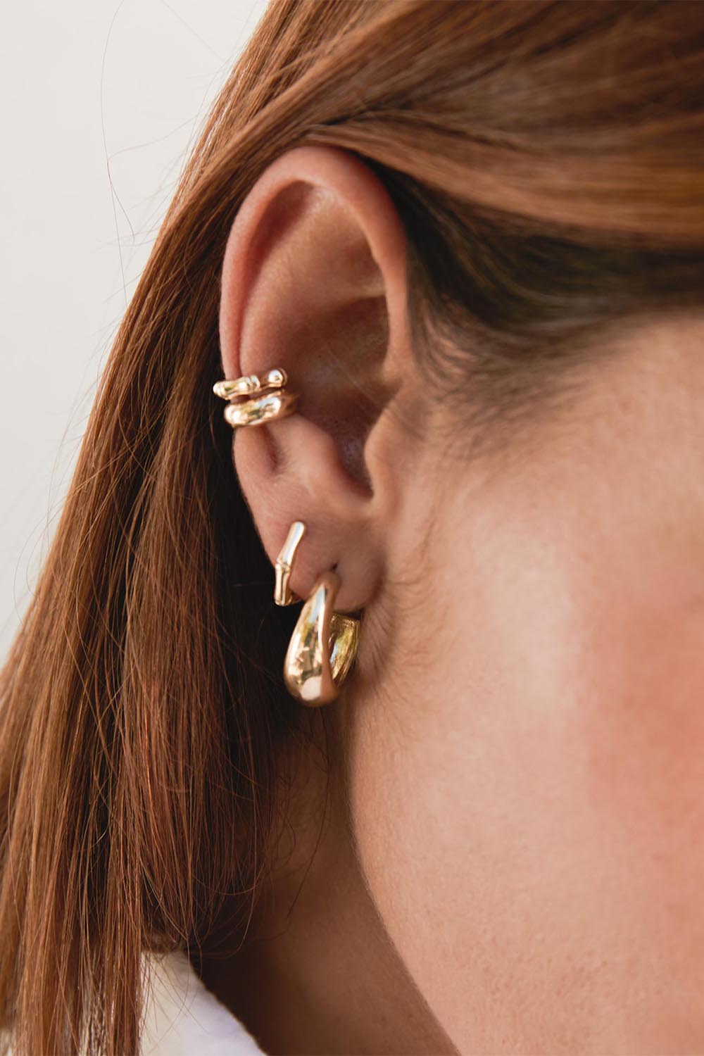 ZOE CHICCO-Half Round Chubby Ear Cuff-YELLOW GOLD