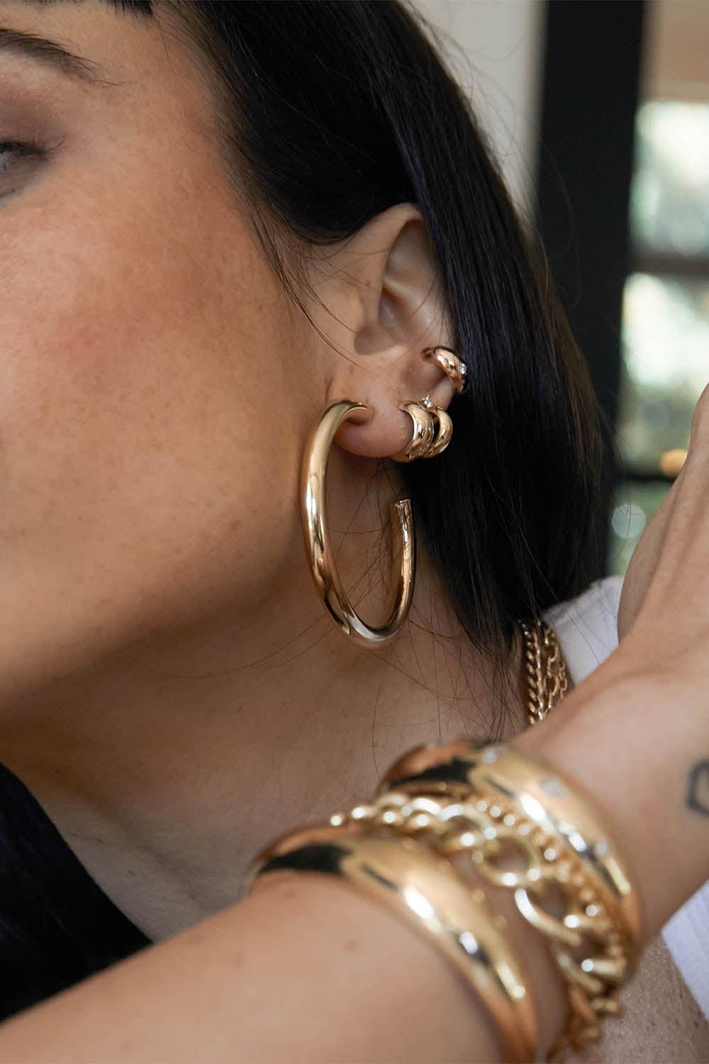 ZOE CHICCO-Large Tube Hoop Earrings-YELLOW GOLD