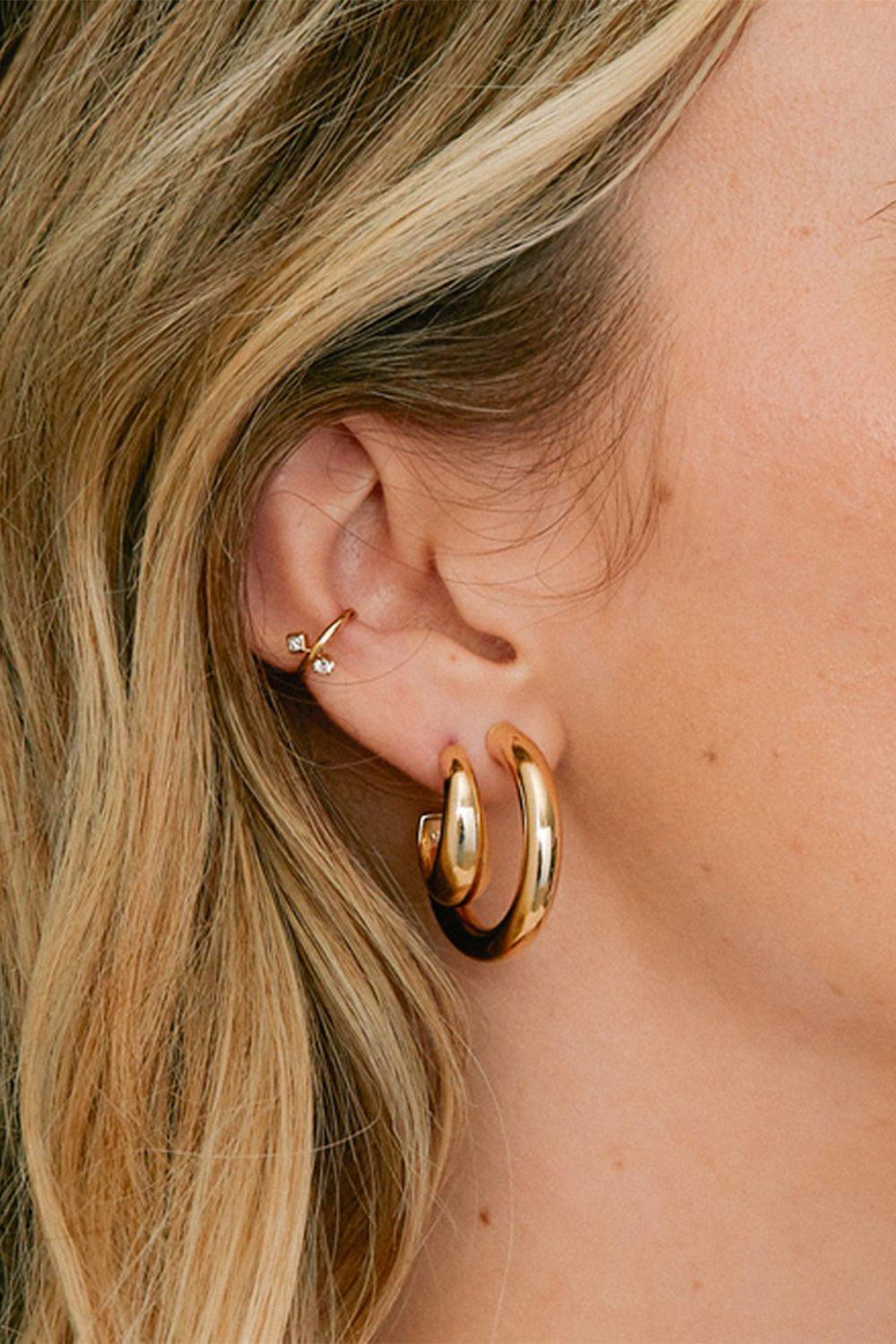 ZOE CHICCO-Medium Tube Hoop Earrings-YELLOW GOLD