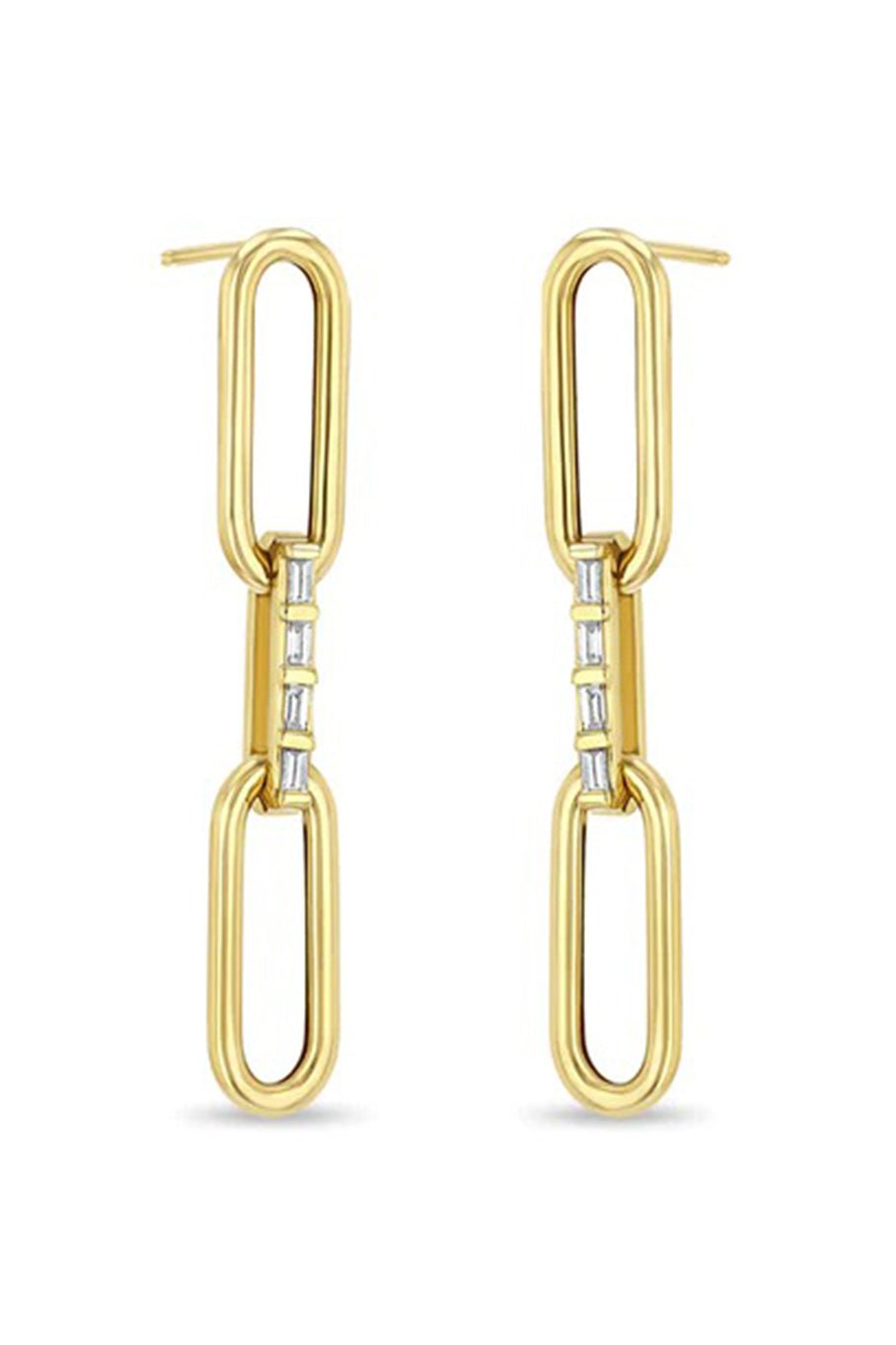 ZOE CHICCO-Paperclip Diamond Drop Earrings - Large-YELLOW GOLD