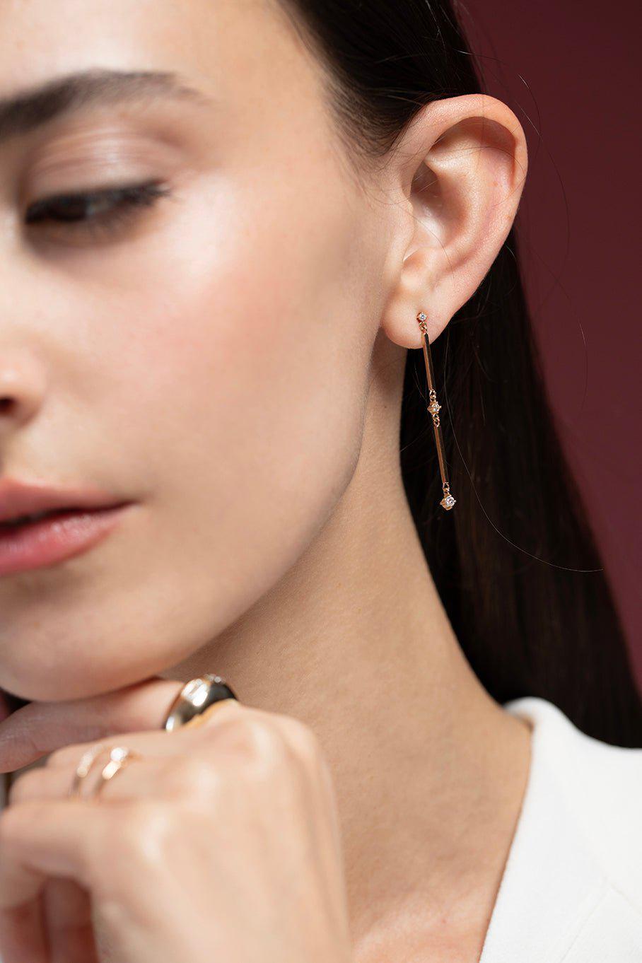 ZOE CHICCO-Square Bar Linked Diamond Earrings-YELLOW GOLD