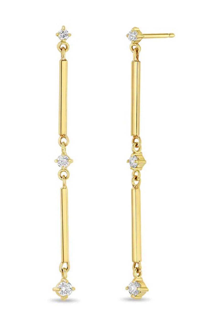 ZOE CHICCO-Square Bar Linked Diamond Earrings-YELLOW GOLD