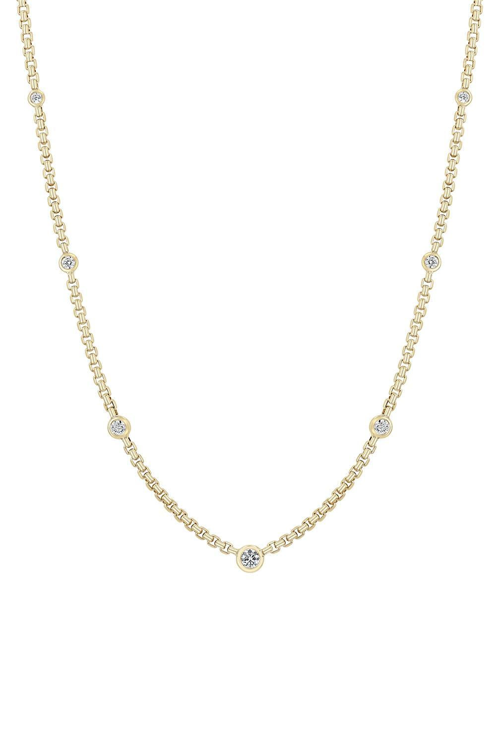 Diamond Floating Box Chain Station Necklace-YELLOW GOLD-14-16-JEWELRYFINE JEWELNECKLACE O-ZOE CHICCO
