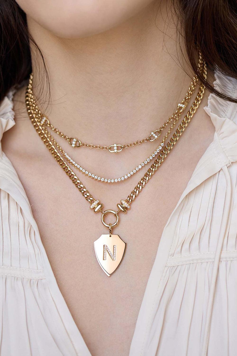 Diamond Medium Open Link 3 Prong Open Link Station Necklace-YELLOW GOLD-14-16-JEWELRYFINE JEWELNECKLACE O-ZOE CHICCO