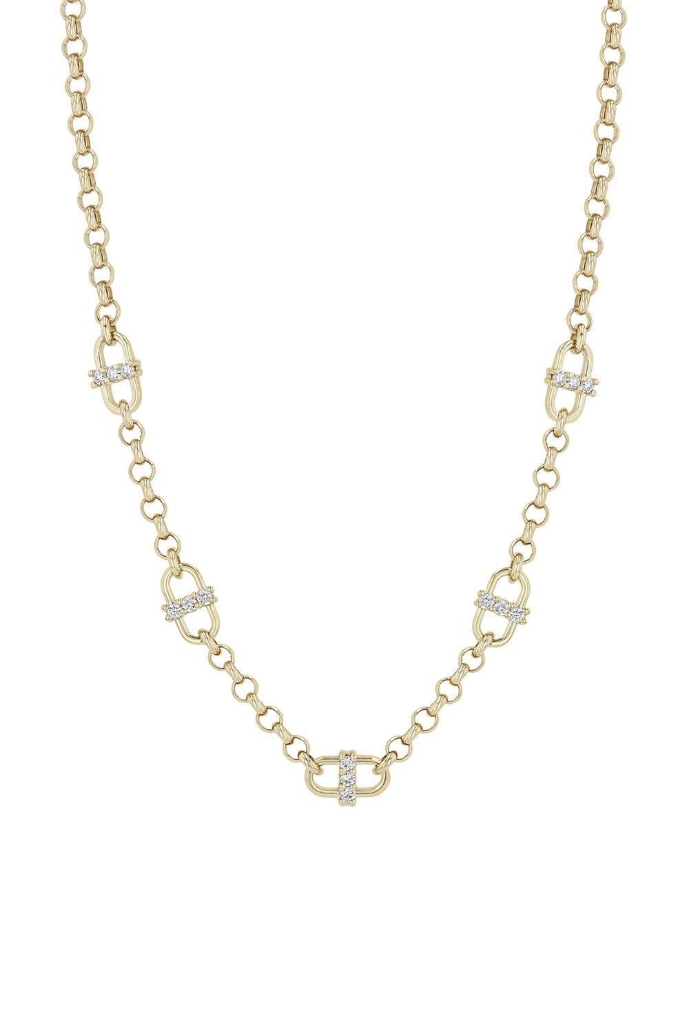 Diamond Medium Open Link 3 Prong Open Link Station Necklace-YELLOW GOLD-14-16-JEWELRYFINE JEWELNECKLACE O-ZOE CHICCO