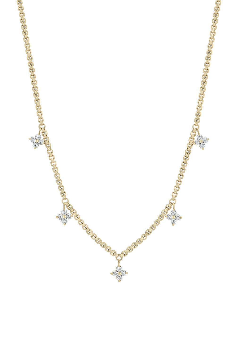 Diamond Dangling Station Box Chain Necklace-YELLOW GOLD-16-18-JEWELRYFINE JEWELNECKLACE O-ZOE CHICCO
