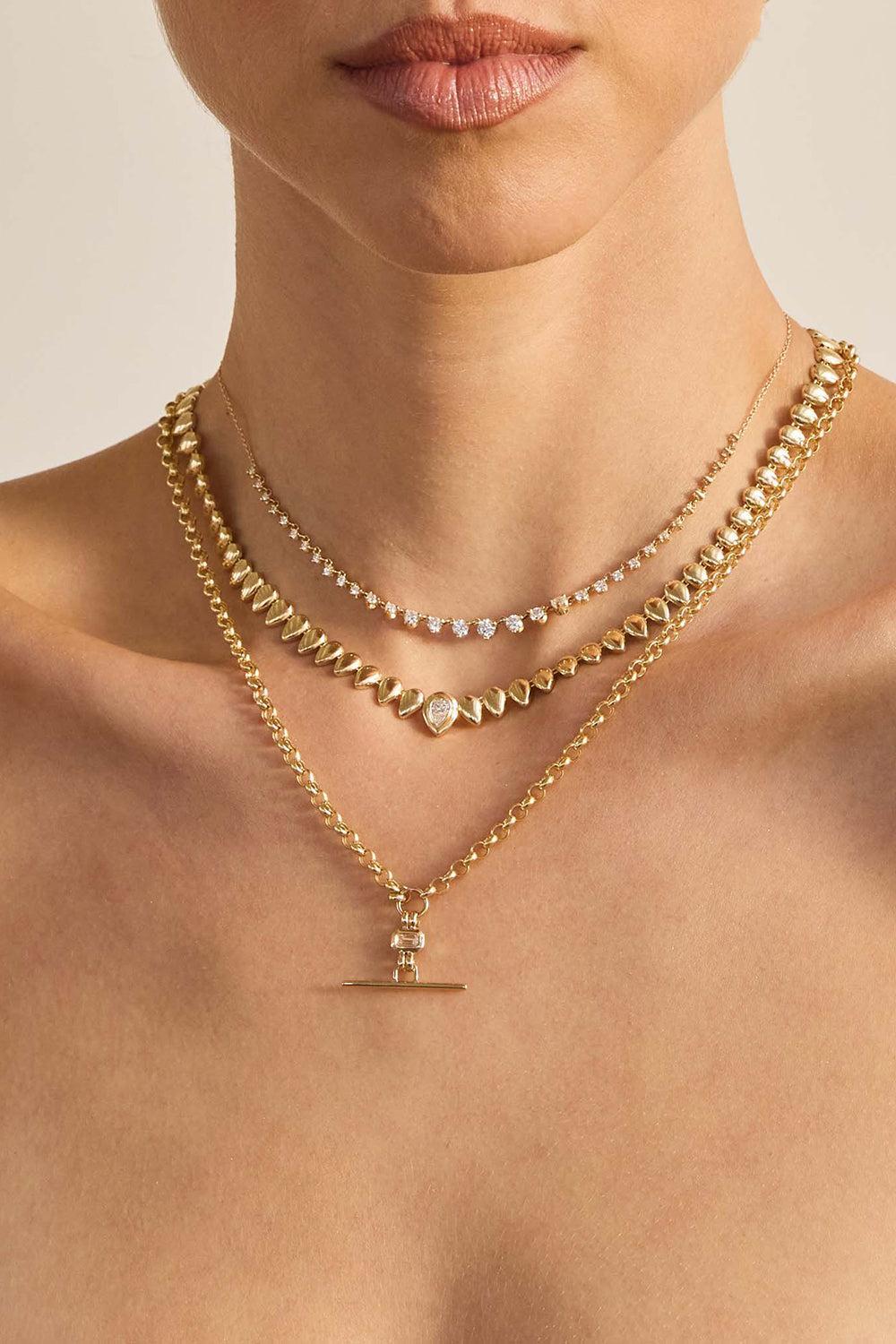 Diamond Faux Toggle Large Rolo Necklace-YELLOW GOLD-16-18-JEWELRYFINE JEWELNECKLACE O-ZOE CHICCO