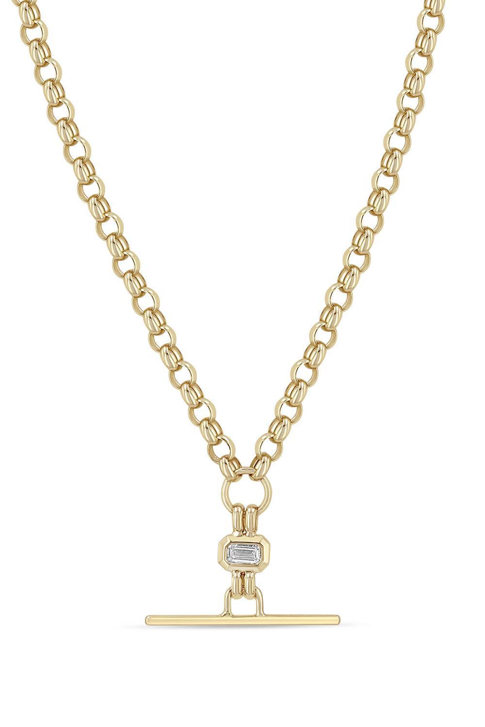 Diamond Faux Toggle Large Rolo Necklace-YELLOW GOLD-16-18-JEWELRYFINE JEWELNECKLACE O-ZOE CHICCO
