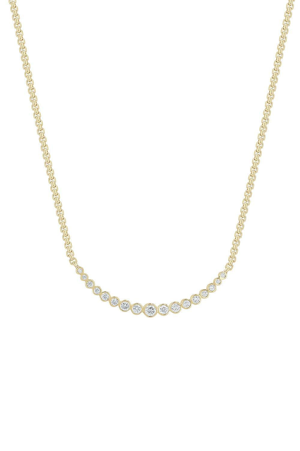Diamond Graduating Bezel Box Chain Necklace-YELLOW GOLD-16-18-JEWELRYFINE JEWELNECKLACE O-ZOE CHICCO