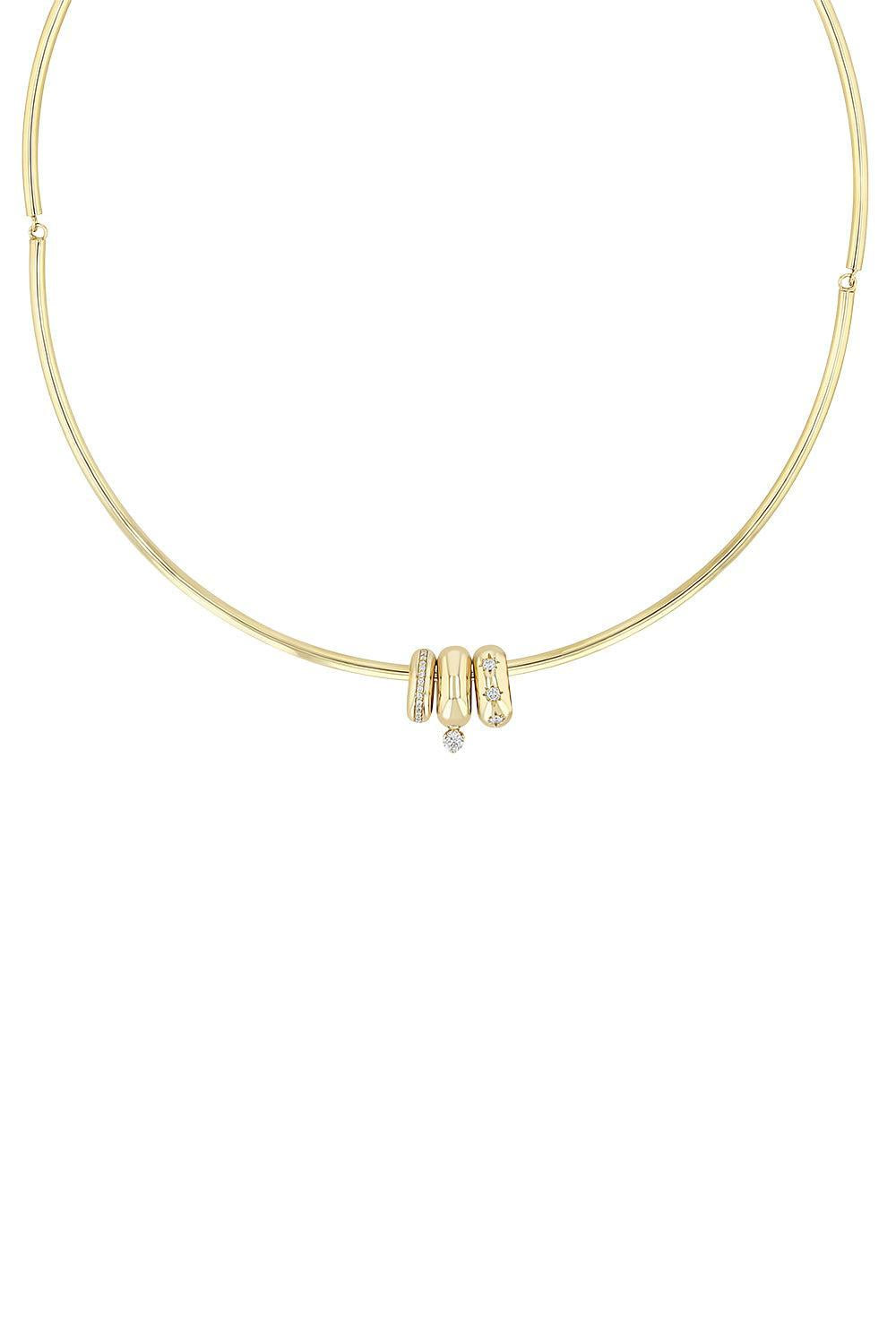 Diamond Slider Bead Choker Collar Necklace-YELLOW GOLD-16-18-JEWELRYFINE JEWELNECKLACE O-ZOE CHICCO