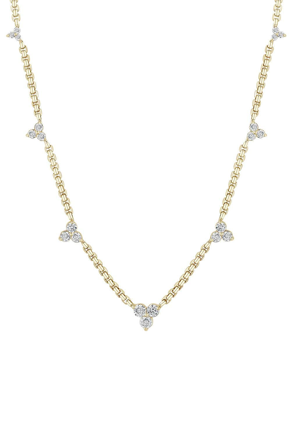 Diamond Small Trio Station Box Chain Chain Necklace | ZOE CHICCO