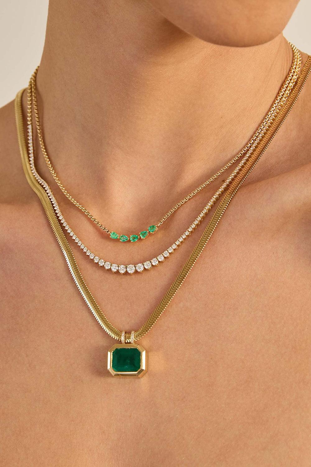 Diamond 3 Prong Tennis Necklace-YELLOW GOLD-16-JEWELRYFINE JEWELNECKLACE O-ZOE CHICCO