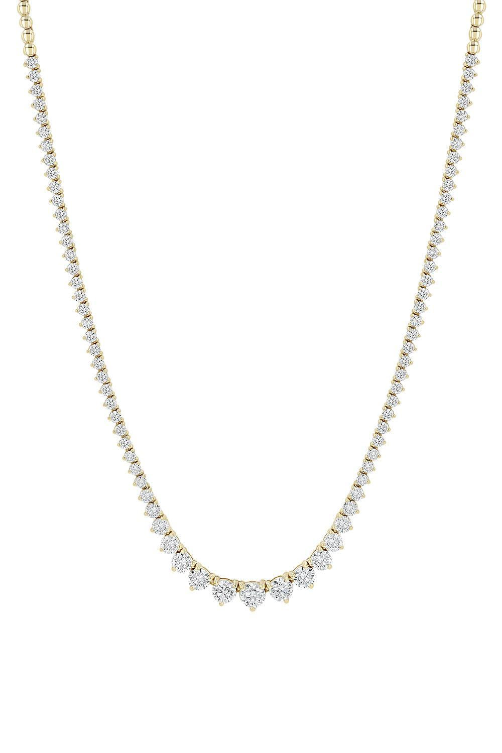 Diamond 3 Prong Tennis Necklace-YELLOW GOLD-16-JEWELRYFINE JEWELNECKLACE O-ZOE CHICCO