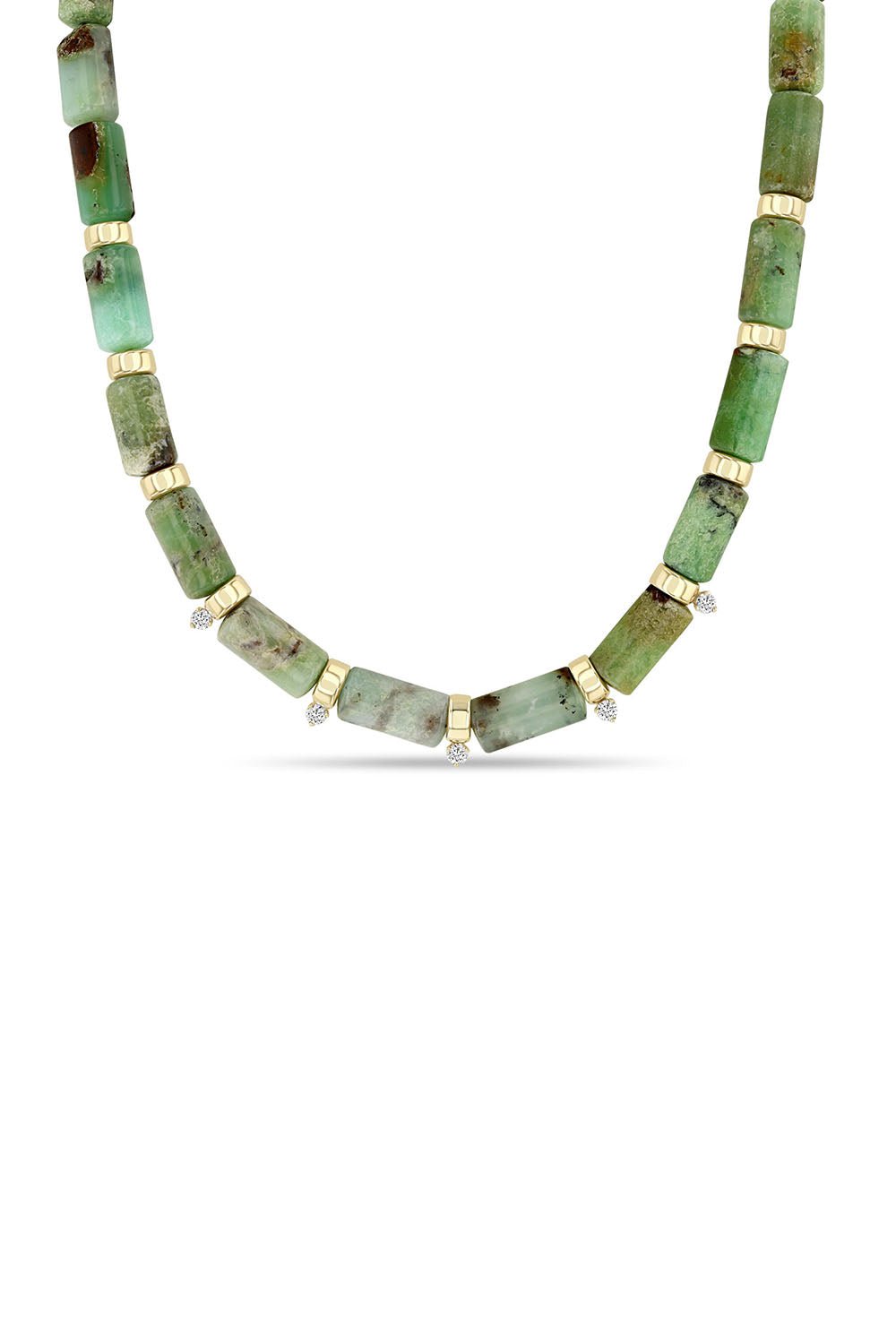 ZOE CHICCO-Diamond Chrysoprase Large Beaded Necklace-YELLOW GOLD