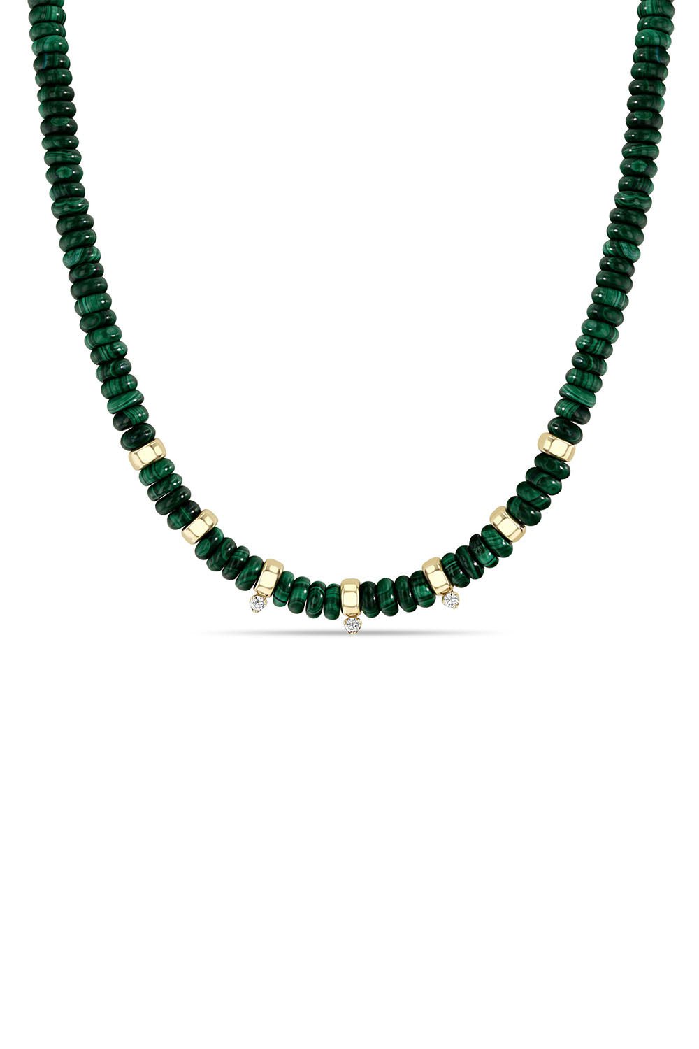 ZOE CHICCO-Diamond Malachite Beaded Necklace-YELLOW GOLD