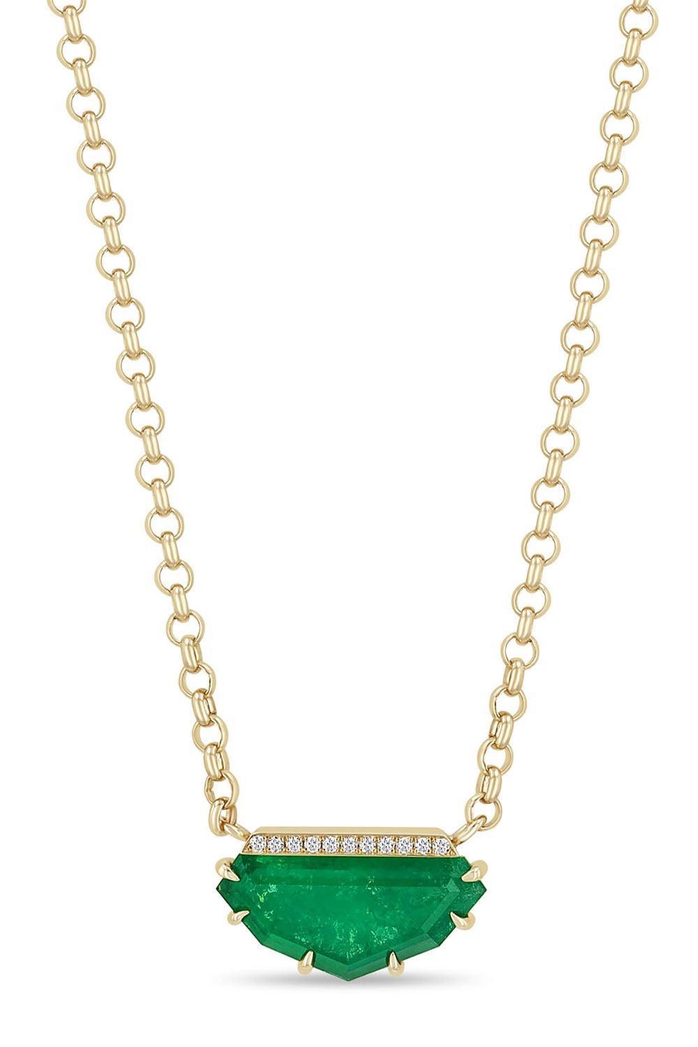Emerald Portait Rolo Necklace-YELLOW GOLD-18-JEWELRYFINE JEWELNECKLACE O-ZOE CHICCO