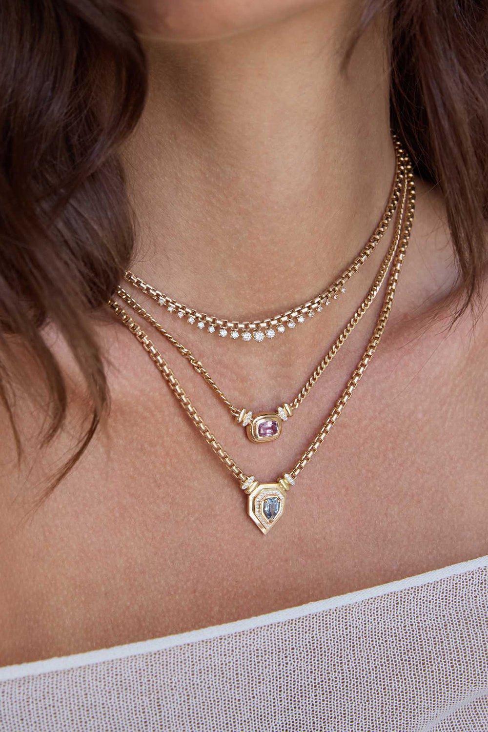 ZOE CHICCO-Pink Sapphire Bezel Set Necklace-YELLOW GOLD