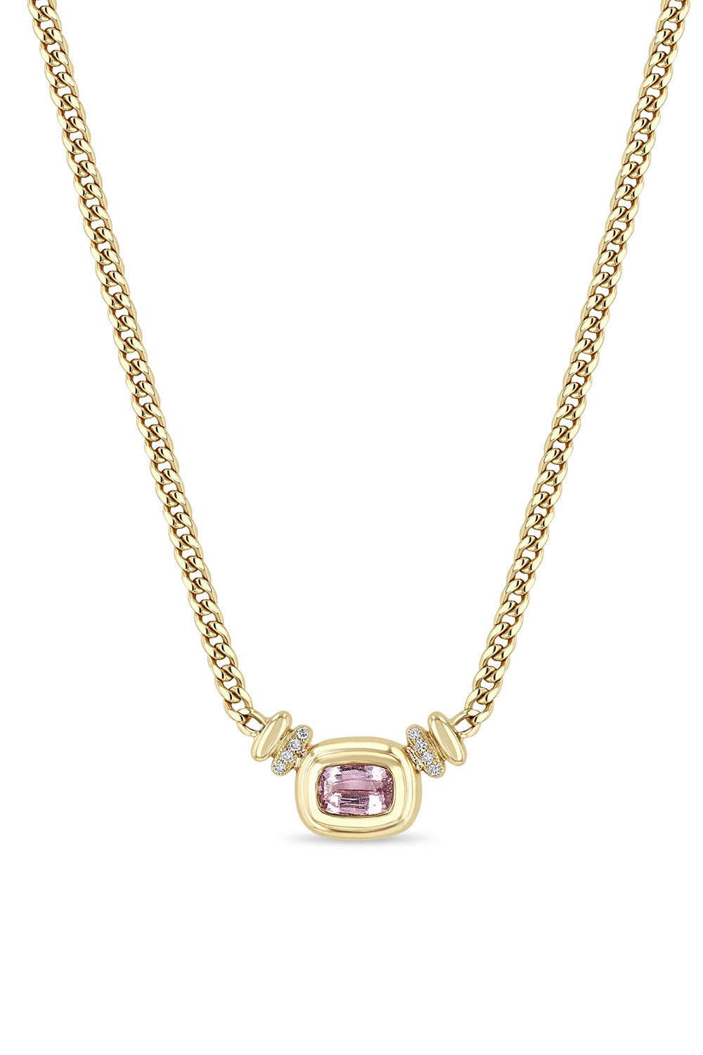 ZOE CHICCO-Pink Sapphire Bezel Set Necklace-YELLOW GOLD