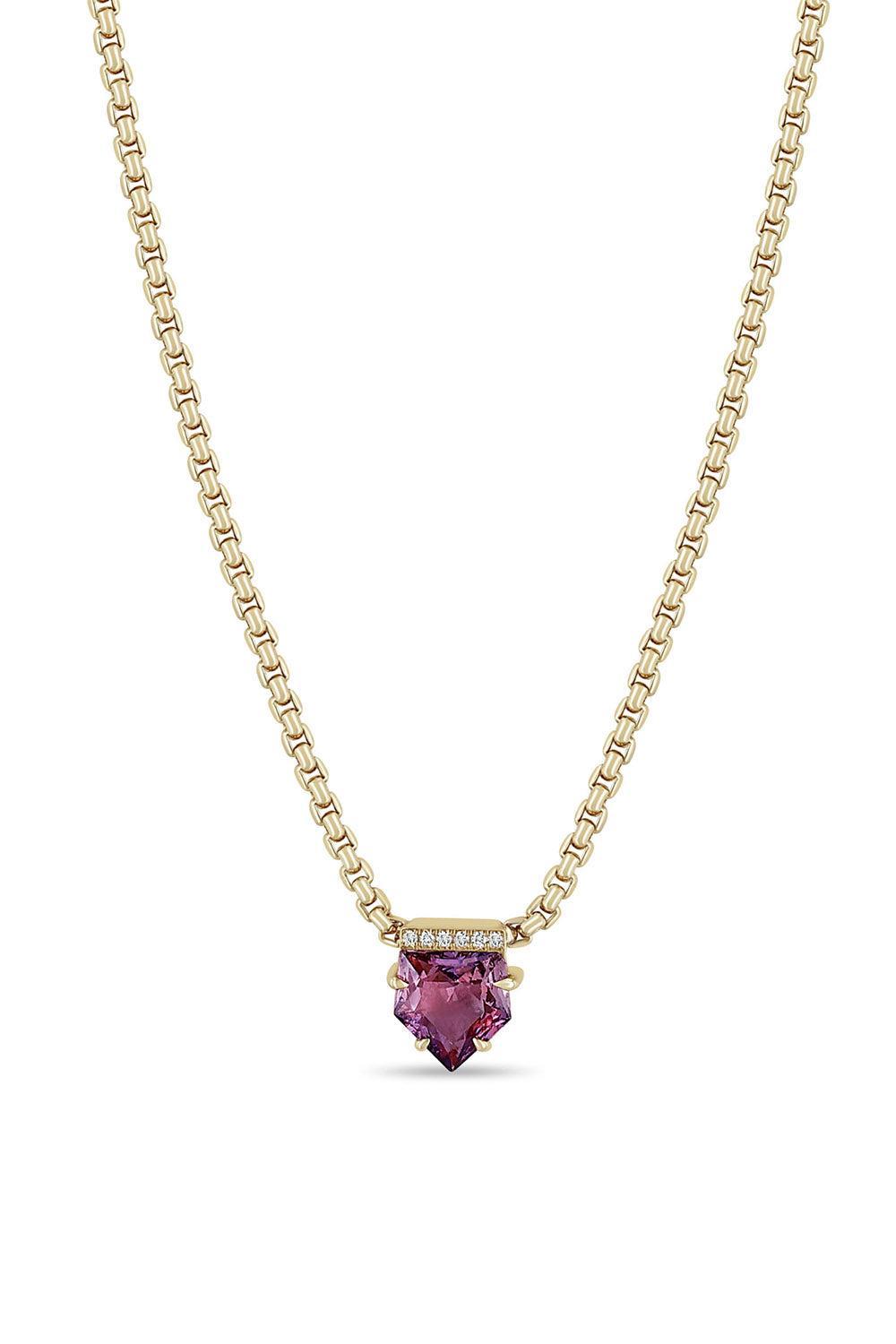 Pink Sapphire Shield Cut Necklace