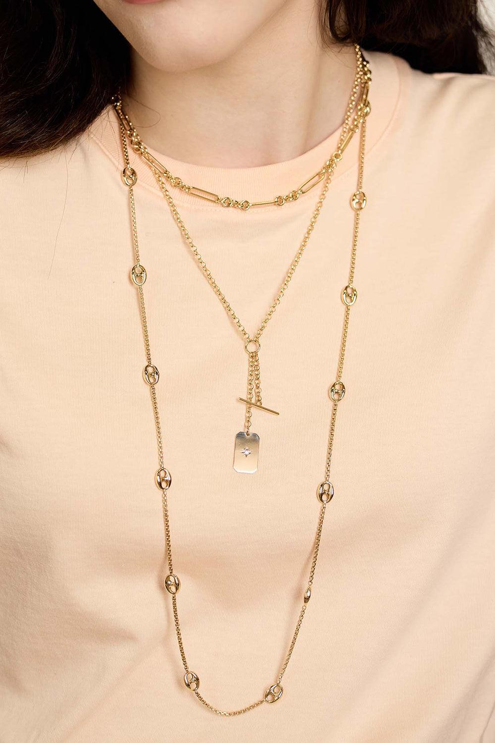 Large Mariner Link Station Box Chain Necklace-YELLOW GOLD-32-34-JEWELRYFINE JEWELNECKLACE O-ZOE CHICCO