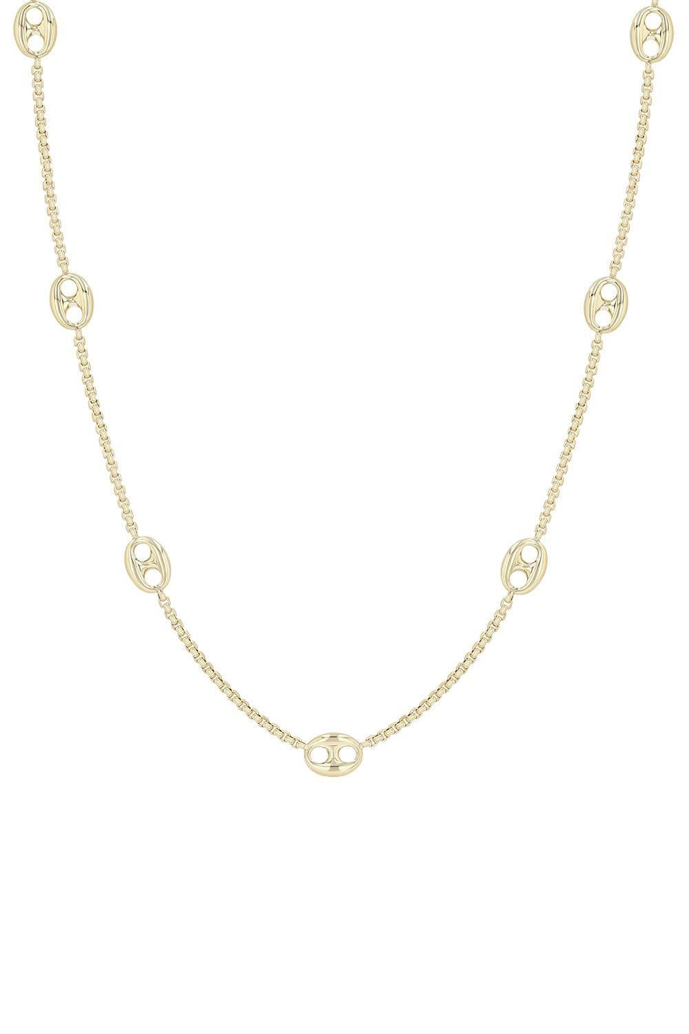 Large Mariner Link Station Box Chain Necklace-YELLOW GOLD-32-34-JEWELRYFINE JEWELNECKLACE O-ZOE CHICCO