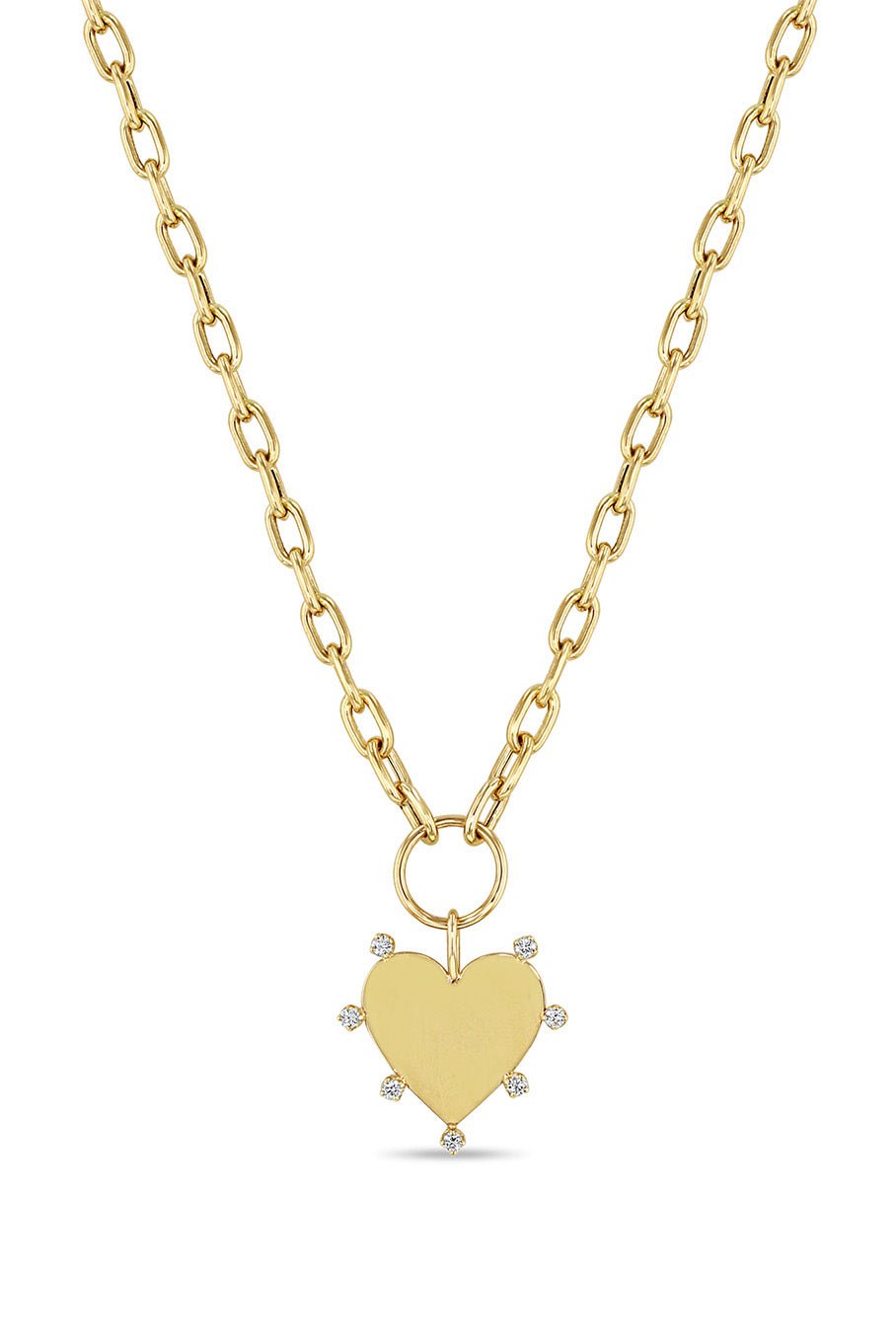 ZOE CHICCO-7 Prong Heart Pendant-YELLOW GOLD