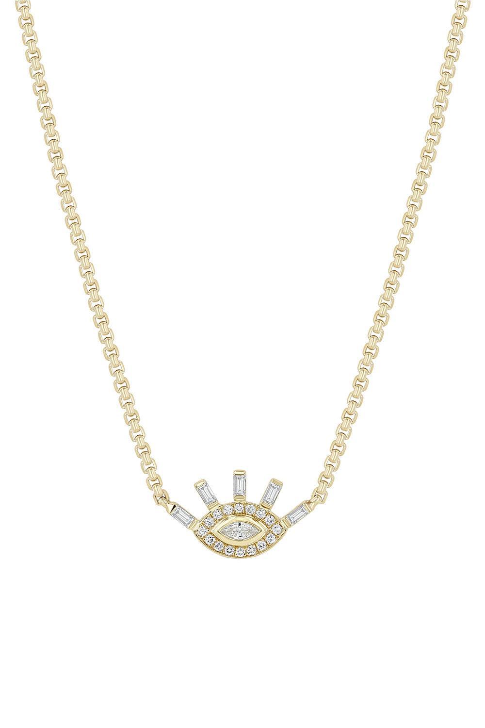  Diamond Eye Halo Necklace-YELLOW GOLD-JEWELRYFINE JEWELNECKLACE O-ZOE CHICCO 
