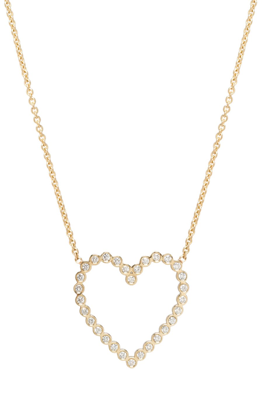 ZOE CHICCO-Diamond Open Heart Necklace-YELLOW GOLD
