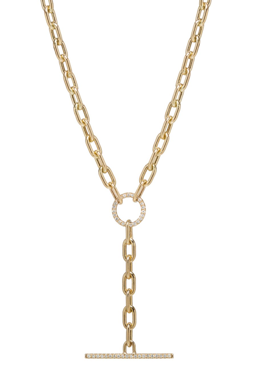 ZOE CHICCO-Diamond Toggle Drop Necklace-YELLOW GOLD