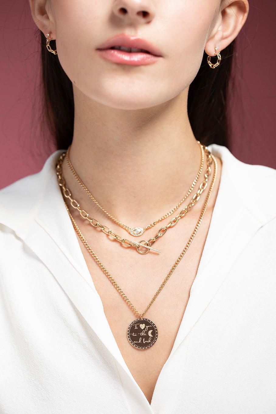 ZOE CHICCO-Diamond Toggle Necklace-YELLOW GOLD