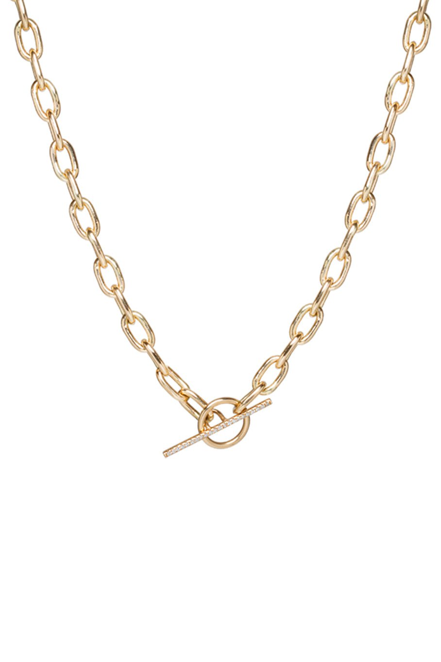 ZOE CHICCO-Diamond Toggle Necklace-YELLOW GOLD