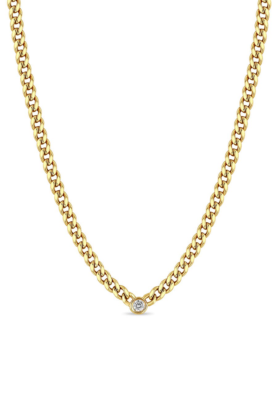 ZOE CHICCO-Floating Diamond Curb Chain Necklace - Medium-YELLOW GOLD