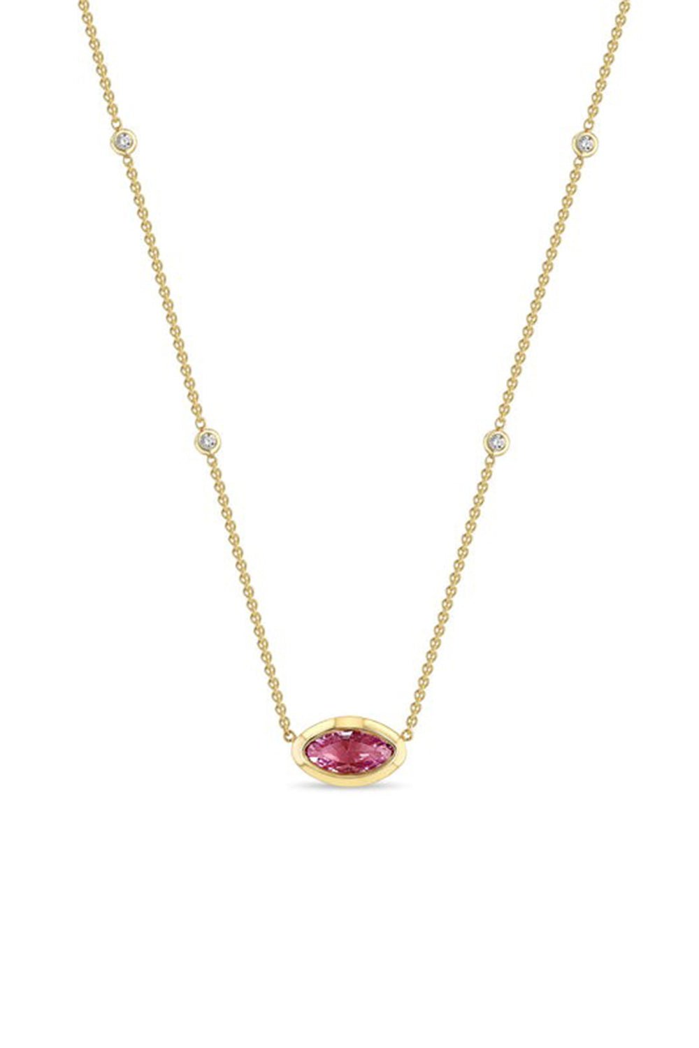 ZOE CHICCO-Floating Diamond Pink Sapphire Necklace-YELLOW GOLD