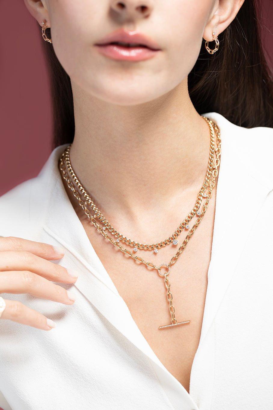 ZOE CHICCO-Graduating Diamond Chain Necklace-YELLOW GOLD