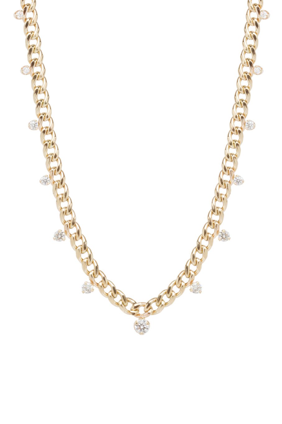 ZOE CHICCO-Graduating Diamond Chain Necklace-YELLOW GOLD