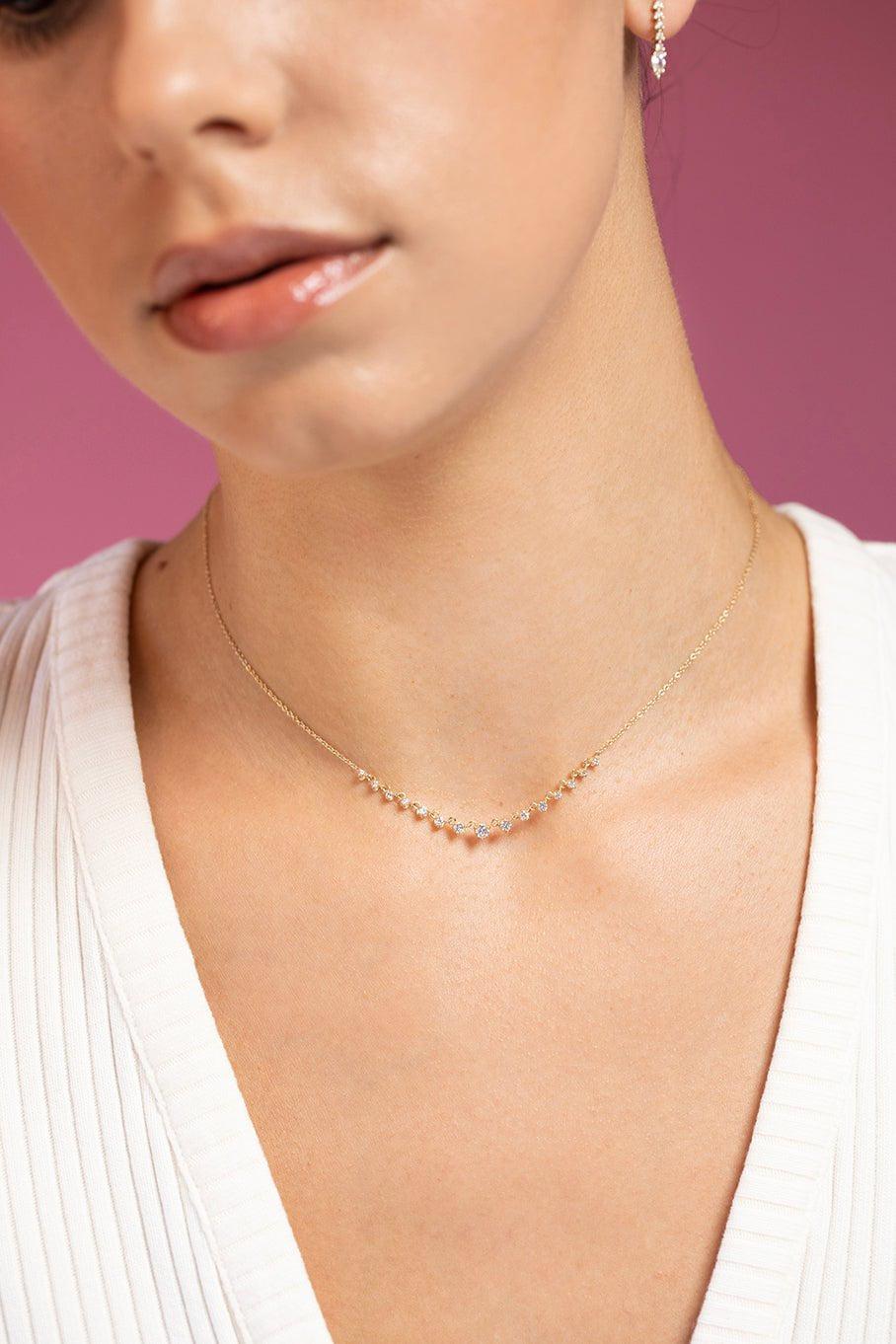 ZOE CHICCO-Graduating Prong Diamond Necklace-YELLOW GOLD
