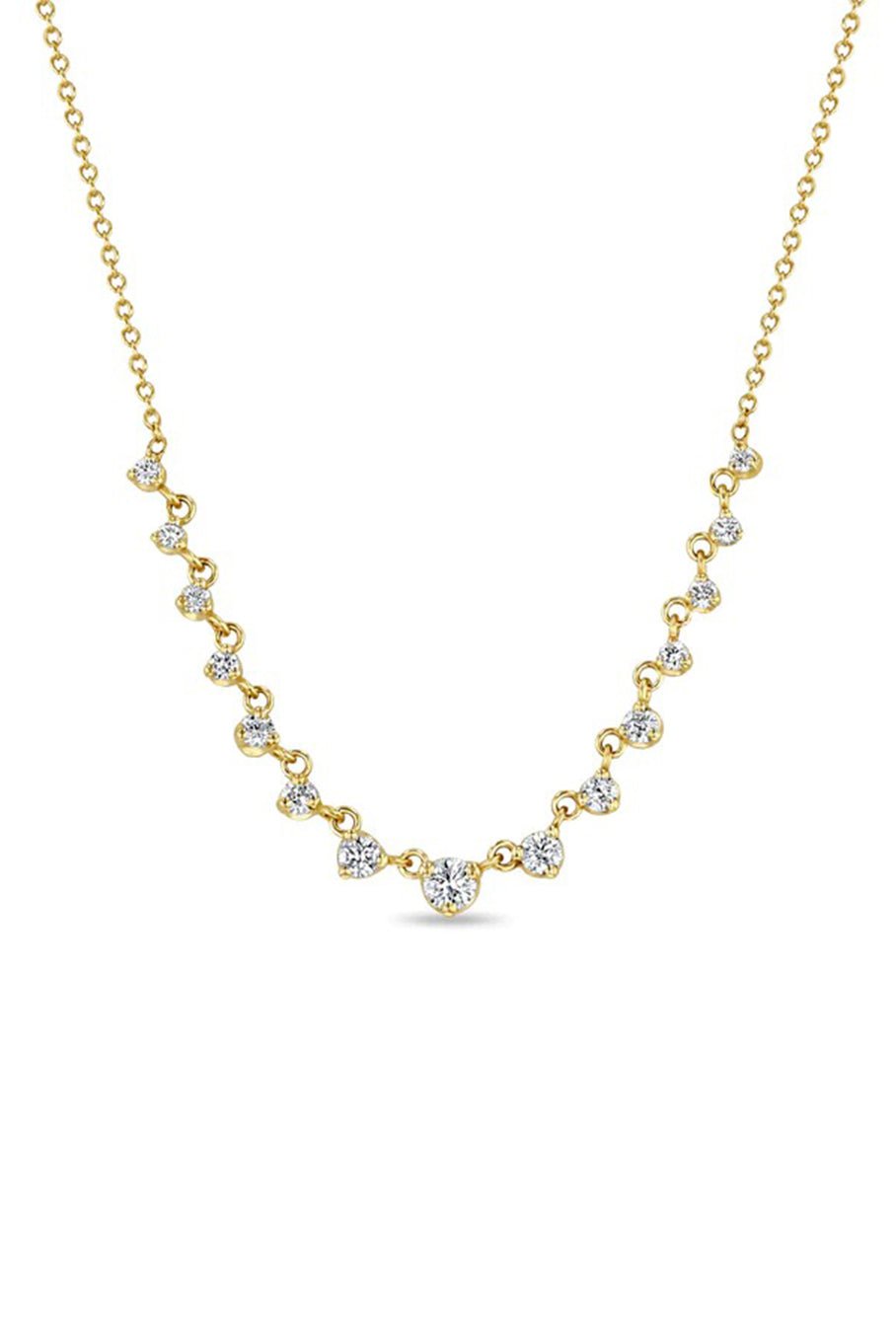 ZOE CHICCO-Graduating Prong Diamond Necklace-YELLOW GOLD