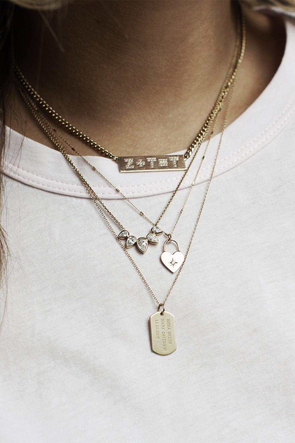 ZOE CHICCO-Heart Padlock Necklace-YELLOW GOLD