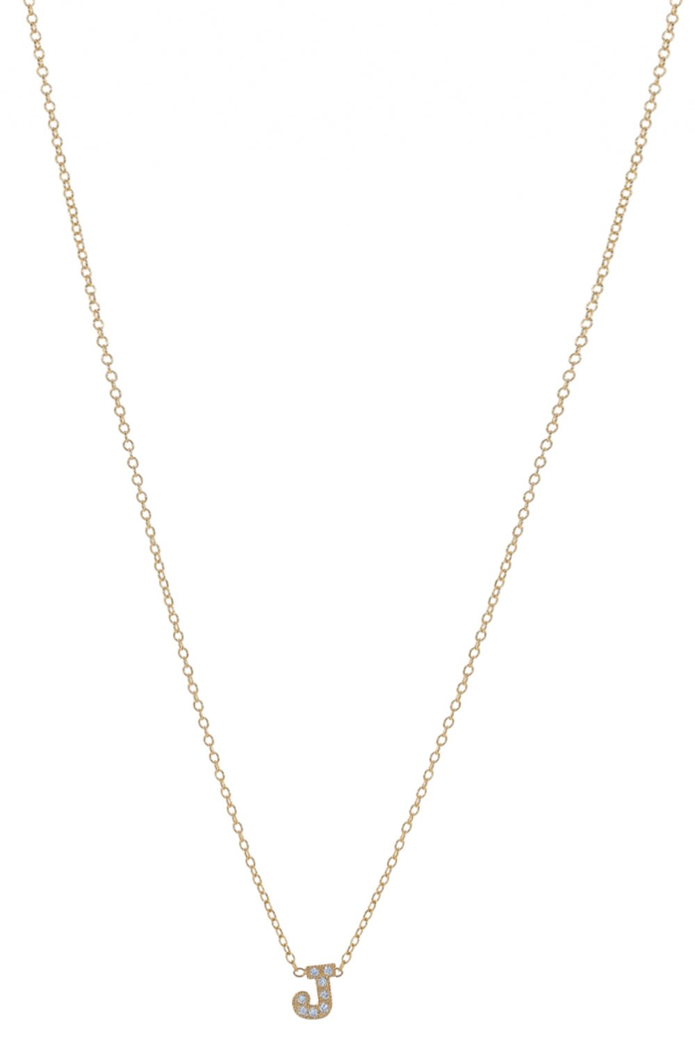 ZOE CHICCO-Single Initial Necklace-YELLOW GOLD