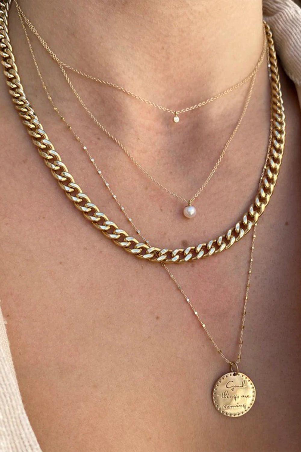 ZOE CHICCO-Large Curb Chain Necklace-YELLOW GOLD