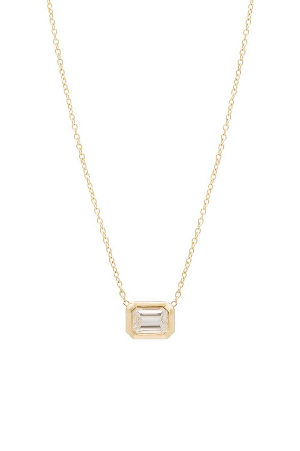 ZOE CHICCO-Large Emerald Cut Diamond Necklace-YELLOW GOLD
