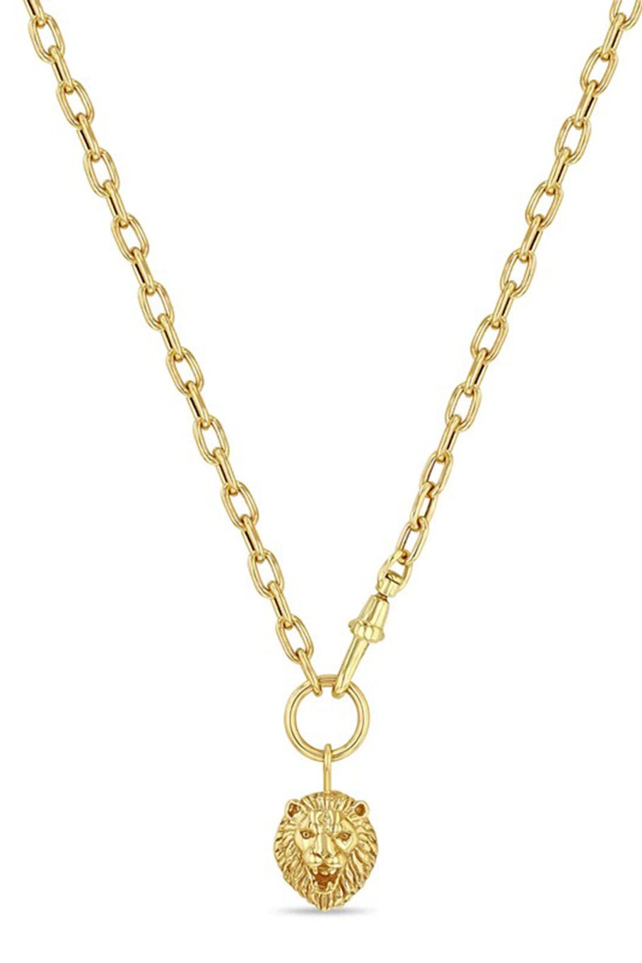 ZOE CHICCO-Lion Head Necklace-YELLOW GOLD