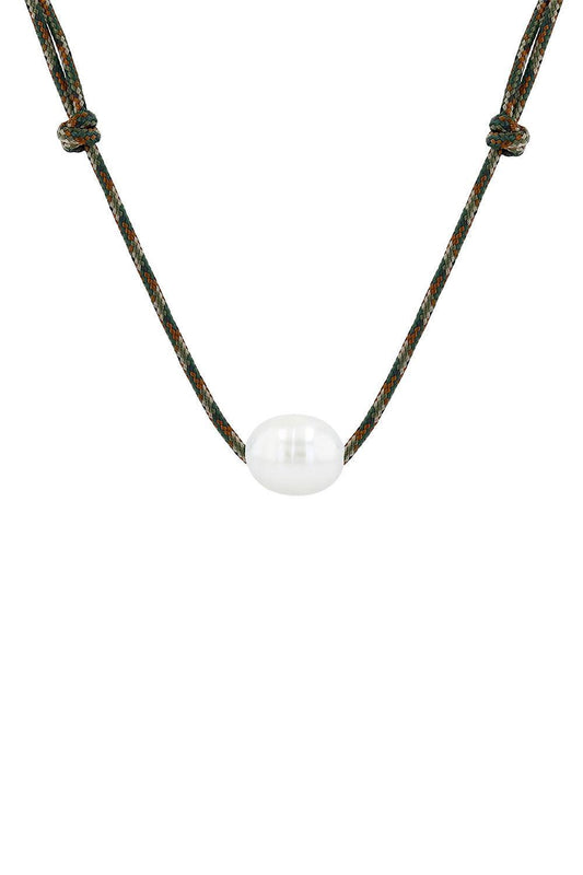 Pearl Camo Cord Necklace-YELLOW GOLD-JEWELRYFINE JEWELNECKLACE O-ZOE CHICCO
