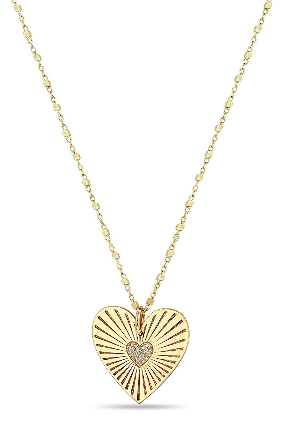 ZOE CHICCO-Radiant Diamond Heart Necklace-YELLOW GOLD