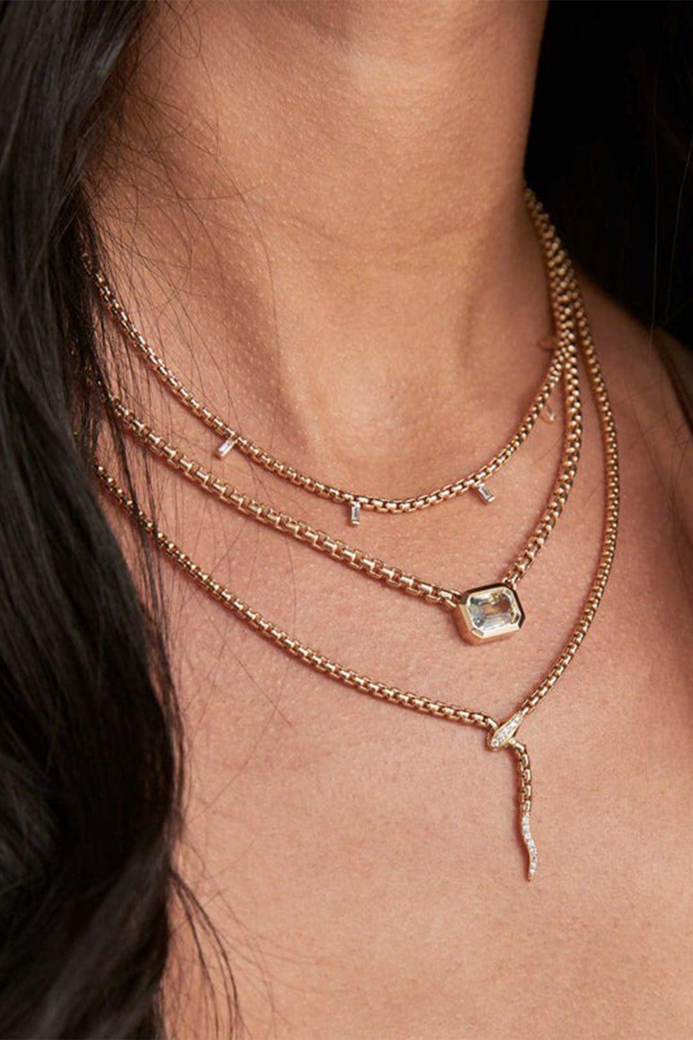 ZOE CHICCO-Sapphire Ombre Large Box Chain Necklace-YELLOW GOLD